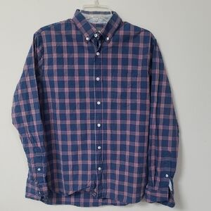 Bonobos Shirt Men's Med Windowpane Plaid Pink Blue Spring Easter Office